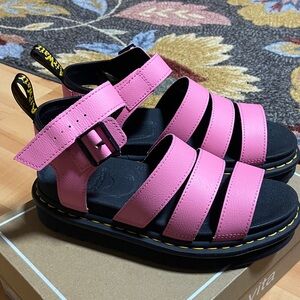 Dr. Martens  women's Bright Pink Strap Sandals
